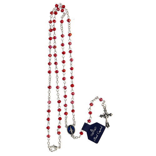 Rosary with red beads 4 mm and medal 4