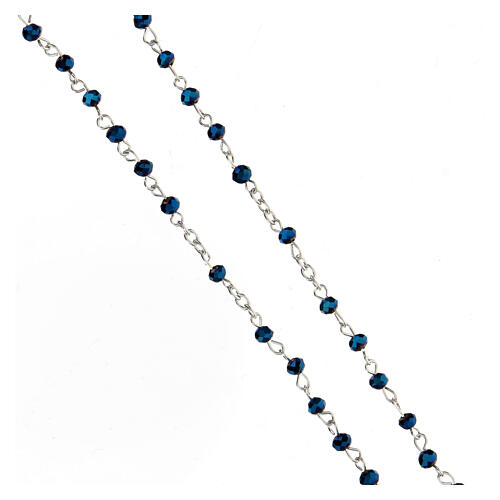 Rosenkranz mit blauen Kristallperlen und Karabinerhaken, 4 mm 3