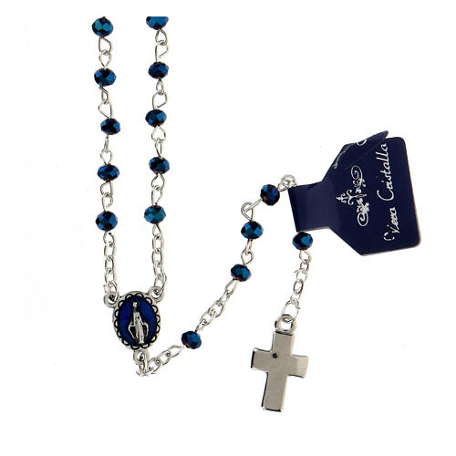 Blue crystal rosary, 4 mm beads and snap hook 1