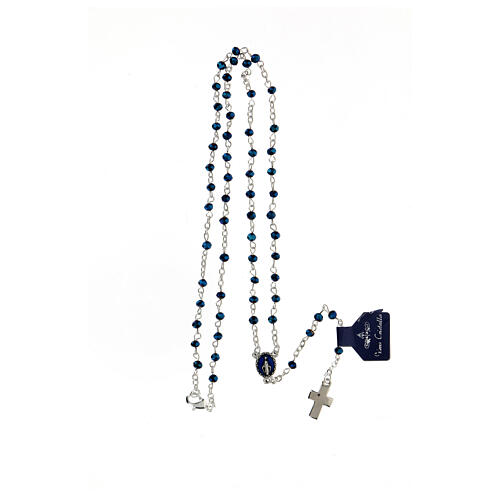 Blue crystal rosary, 4 mm beads and snap hook 4