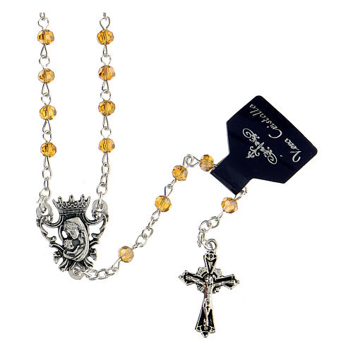 Yellow crystal rosary with 4 mm beads 1