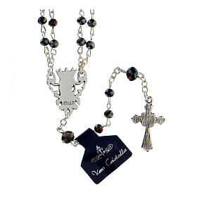 Double rosary with 4 mm black crystal beads