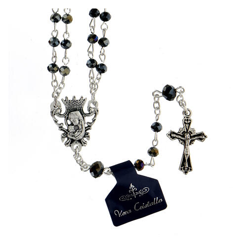 Double rosary with 4 mm black crystal beads 1
