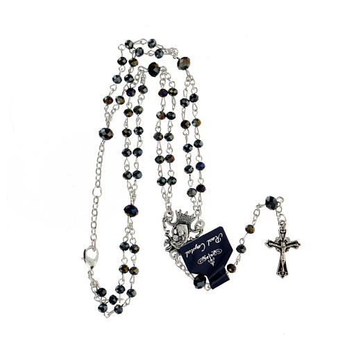 Rosary with black crystal beads 4 mm double row 4