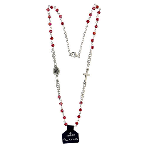 Rosary choker necklace of Saint Rita, red crystal beads 3x4 mm 2