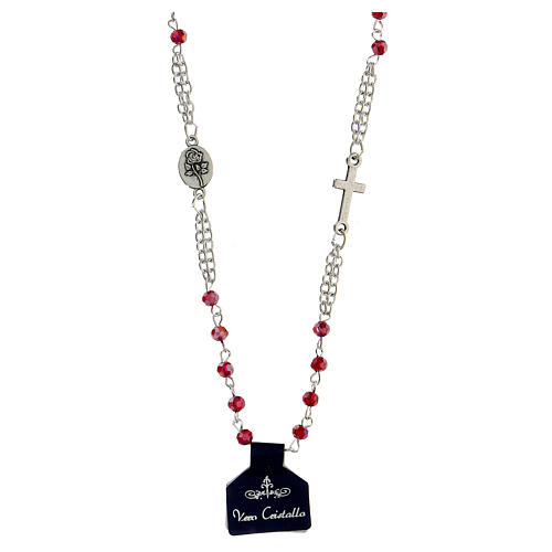 Rosary choker necklace of Saint Rita, red crystal beads 3x4 mm 3