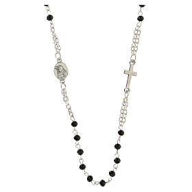 Rosary choker necklace of Saint Rita, black beads 3x4 mm