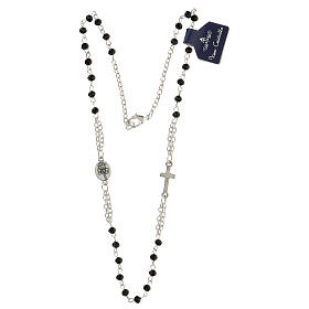 Rosary choker necklace of Saint Rita, black beads 3x4 mm