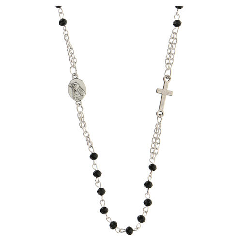 Rosary choker necklace of Saint Rita, black beads 3x4 mm 1
