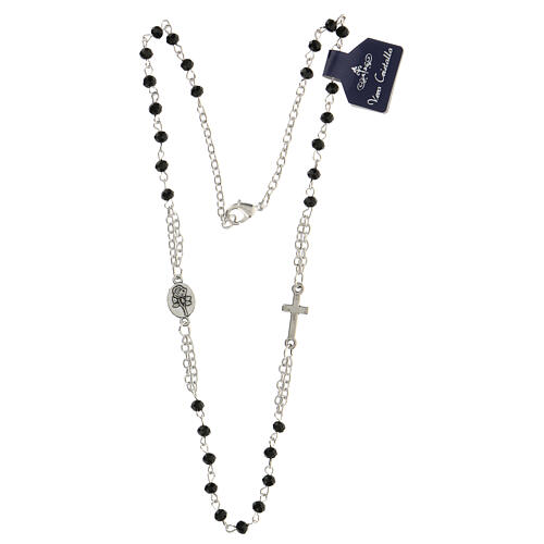 Rosary choker necklace of Saint Rita, black beads 3x4 mm 2