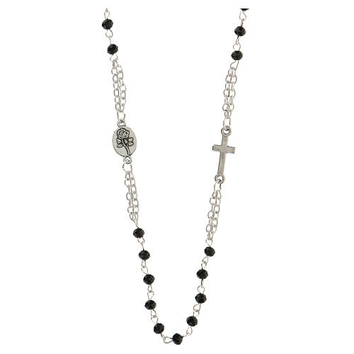 Rosary choker necklace of Saint Rita, black beads 3x4 mm 3