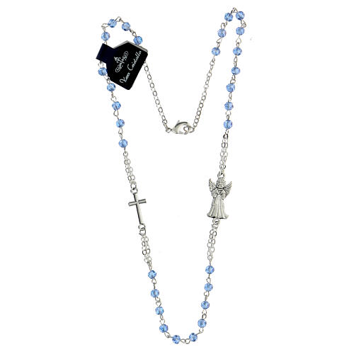 Rosary with real blue crystal beads 3x4 mm 2