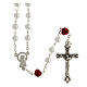 Rosary in imitation pearl 6 mm roses s1