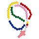Rosary in wood with multicolour wooden beads 15 mm with booklet in English s4