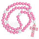 Rosary in wood with pink wooden beads 15 mm with booklet in Italian s2
