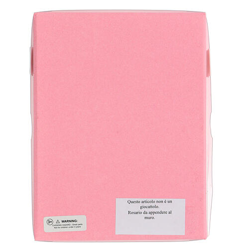 Terço contas cor-de-rosa madeira 15 mm com livro de orações em ITALIANO 5