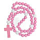 Pink wooden rosary 15 mm and Italian booklet s4
