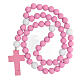 Rosary in wood with pink wooden beads 15 mm with booklet in English s4