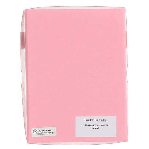 Rosario granos madera rosa 15 mm con folleto en inglés 5