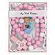 Pink rosary 15 mm wooden beads with English booklet s1