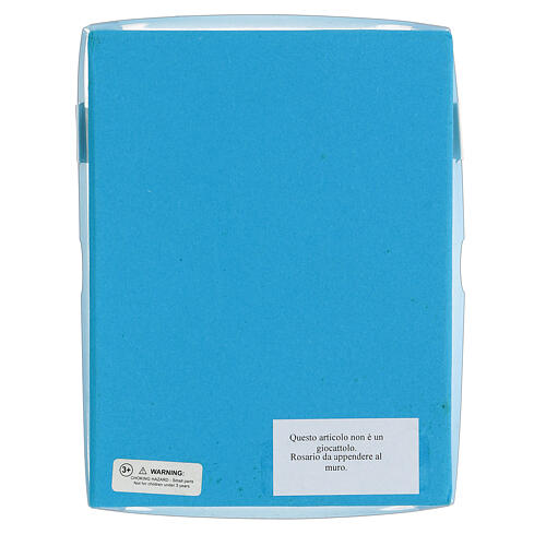 Rosenkranz mit blauen Holzperlen und kleinem Heftchen auf Italienisch, 15 mm 5