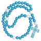 Light blue wooden rosary with 15 mm beads and booklet in Italian s2