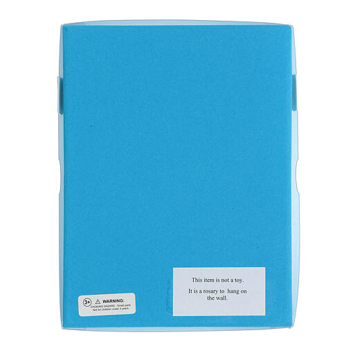 Terço contas multicoloridas madeira 15 mm cruz Nossa Senhora e livro de orações em INGLÊS 5