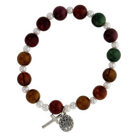 Rosary bracelet with acrylic multicolour beads 8 mm