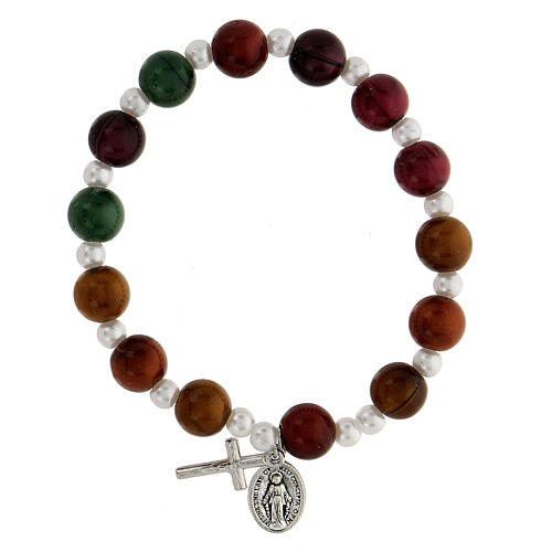 Rosary bracelet with acrylic multicolour beads 8 mm 1