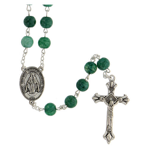 Rosary with green glass beads 8 mm 1