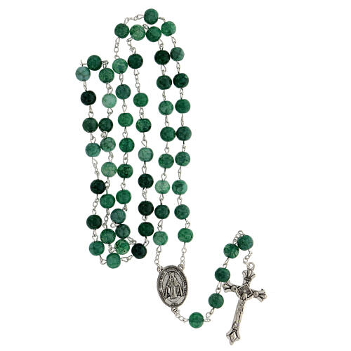 Rosary with green glass beads 8 mm 4