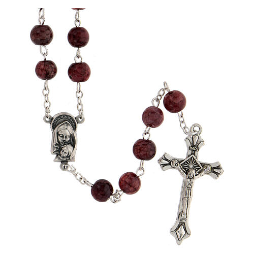 Rosary with amethyst glass beads 8 mm 1