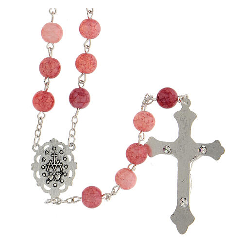 Rosary with pink glass beads 8 mm 2
