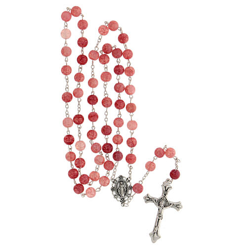 Glass rosary pink beads 8 mm 4