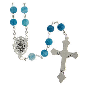 Rosary with light blue glass beads 8 mm