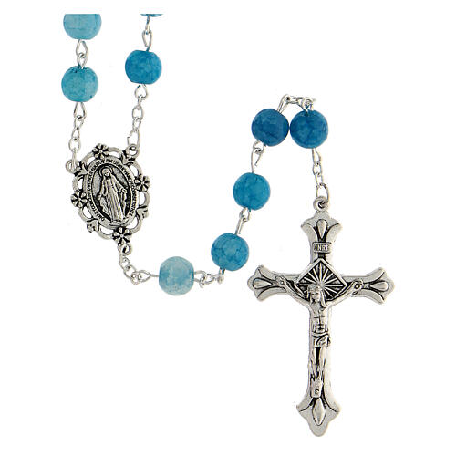 Rosary with light blue glass beads 8 mm 1