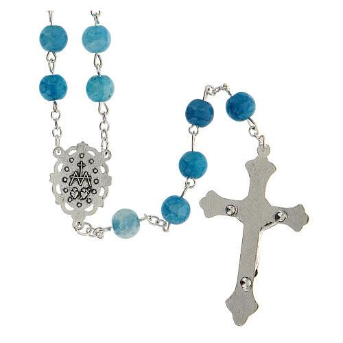 Rosary with light blue glass beads 8 mm 2