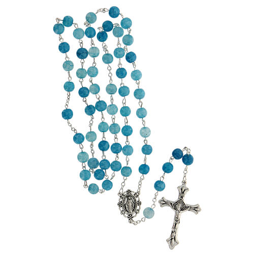 Rosary with light blue glass beads 8 mm 4