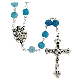 Glass rosary light blue beads 8 mm