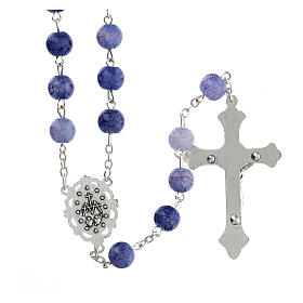 Rosary with dark blue glass beads 8 mm