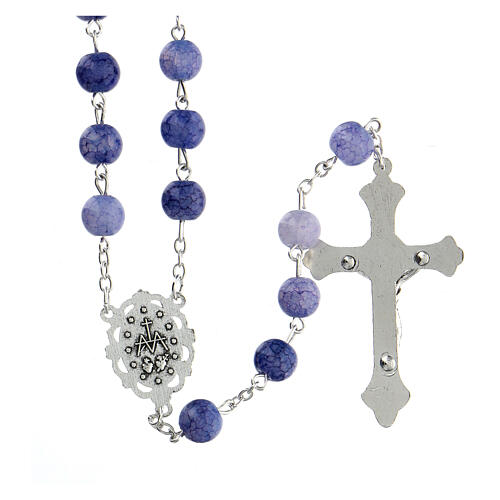 Rosary with dark blue glass beads 8 mm 2