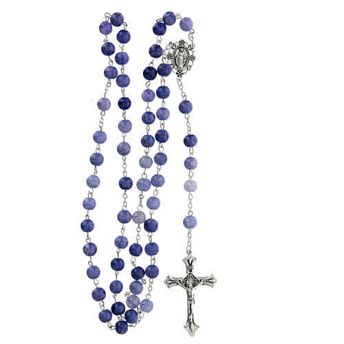 Rosary with dark blue glass beads 8 mm 4