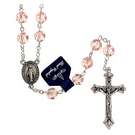 Rosary with pink crystal beads 8 mm
