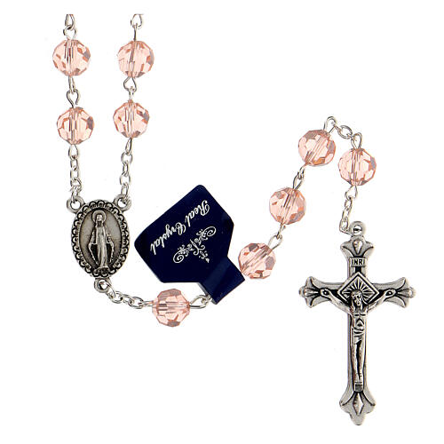 Glass rosary pink crystal beads 8 mm 1