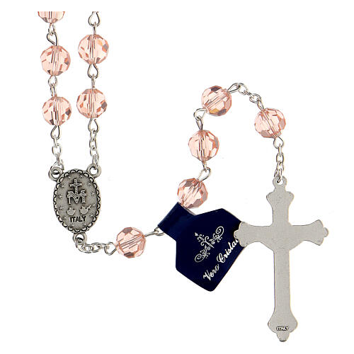 Glass rosary pink crystal beads 8 mm 2
