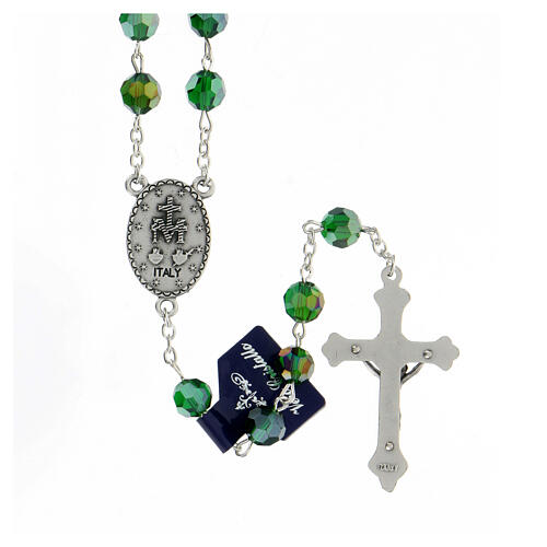 Rosary with green crystal beads 8 mm 2