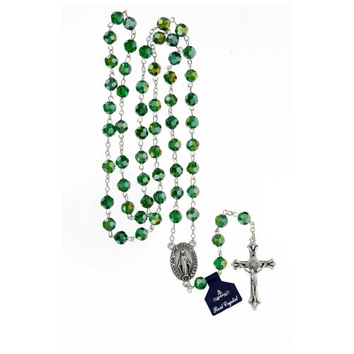 Rosary with green crystal beads 8 mm 4