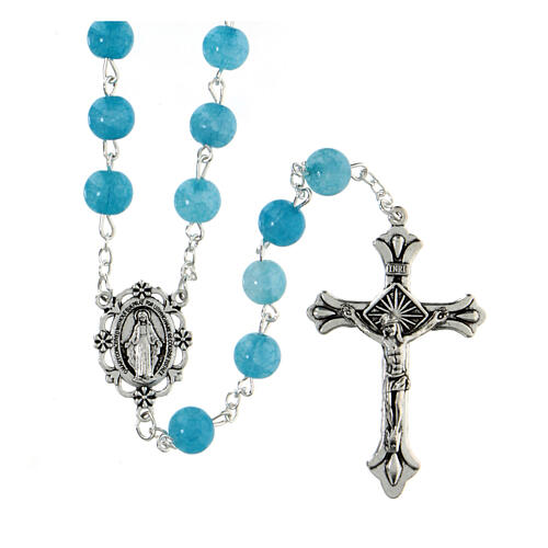 Rosary with light blue crystal beads 8 mm 1