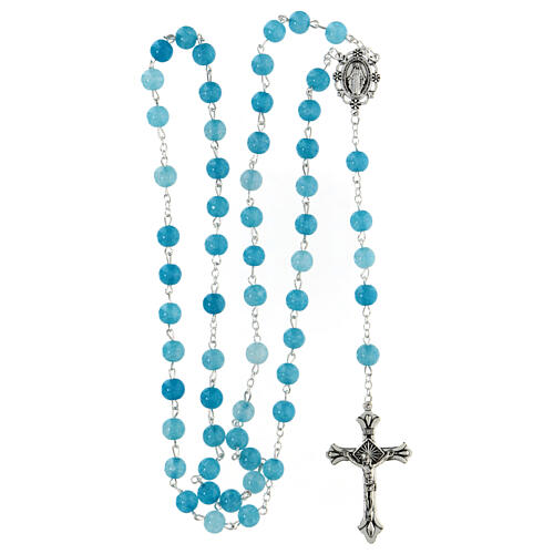 Rosary with light blue crystal beads 8 mm 4