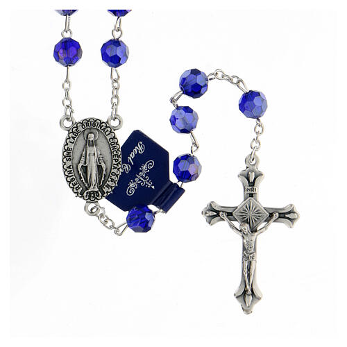 Rosary with dark blue crystal beads 8 mm 1